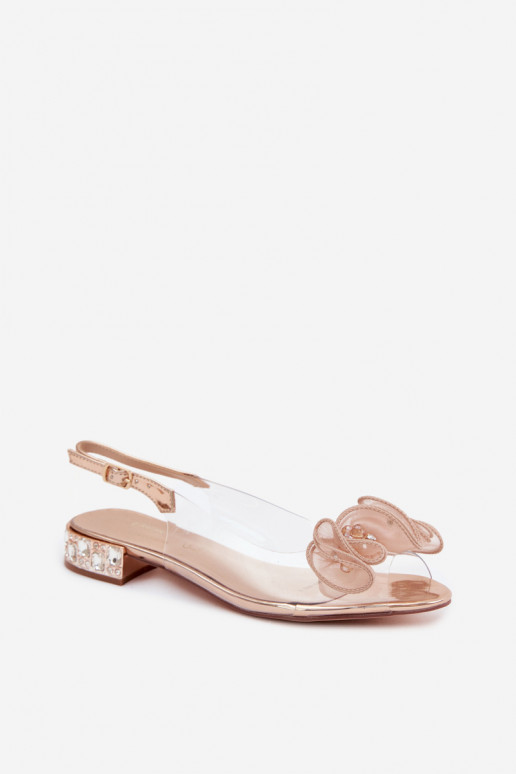 Women's Transparent Sandals with Crystals D&A MR61-9002 Pink Gold