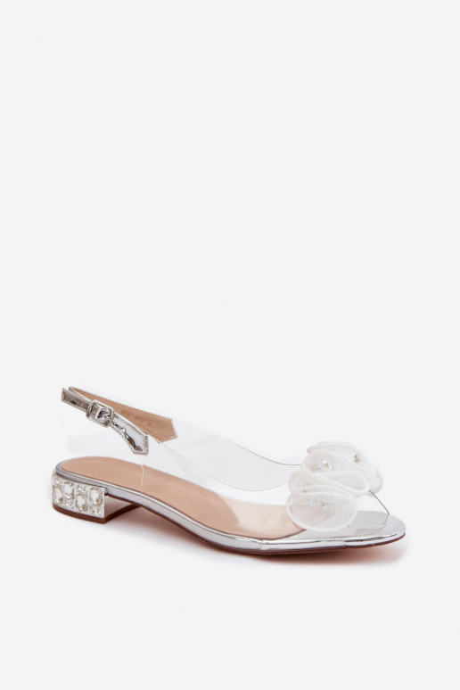 Women's Transparent Sandals with Crystals D&A MR61-9002 Silver
