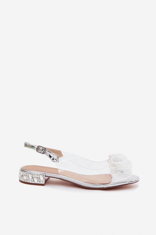 Women's Transparent Sandals with Crystals D&A MR61-9002 Silver
