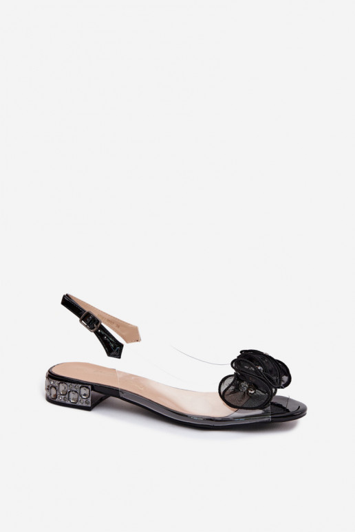 Women's transparent sandals with sparkling gems D&A MR61-9002 black