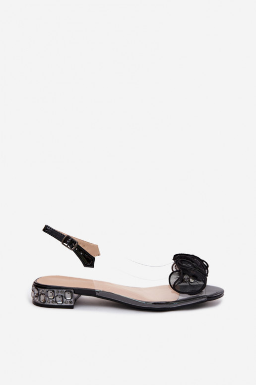 Women's transparent sandals with sparkling gems D&A MR61-9002 black