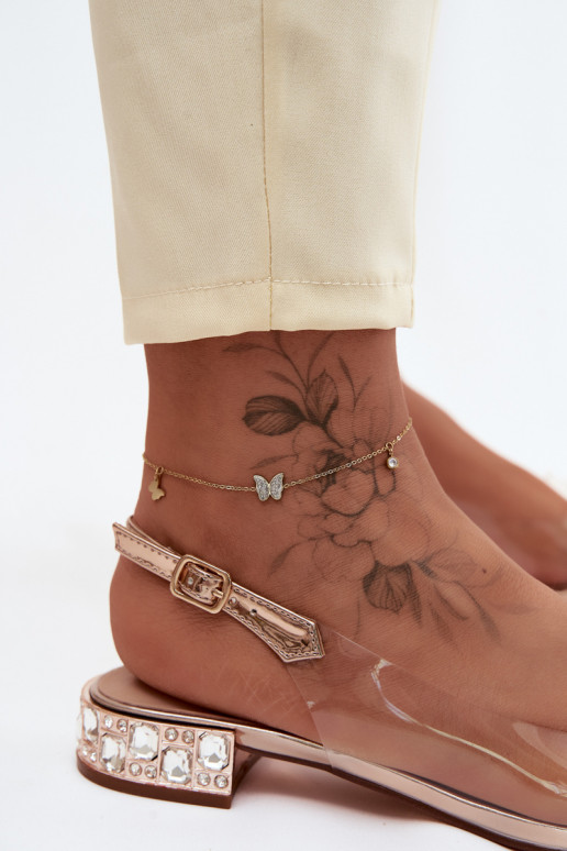 Women's transparent sandals with bows D&A MR61-9001 rose gold