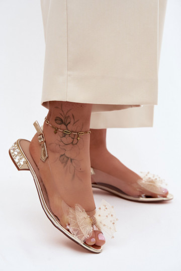 Women's Transparent Sandals With Bow D&A MR61-9001 Gold 2