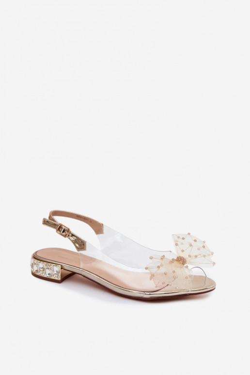 Women's Transparent Sandals With Bow D&A MR61-9001 Gold