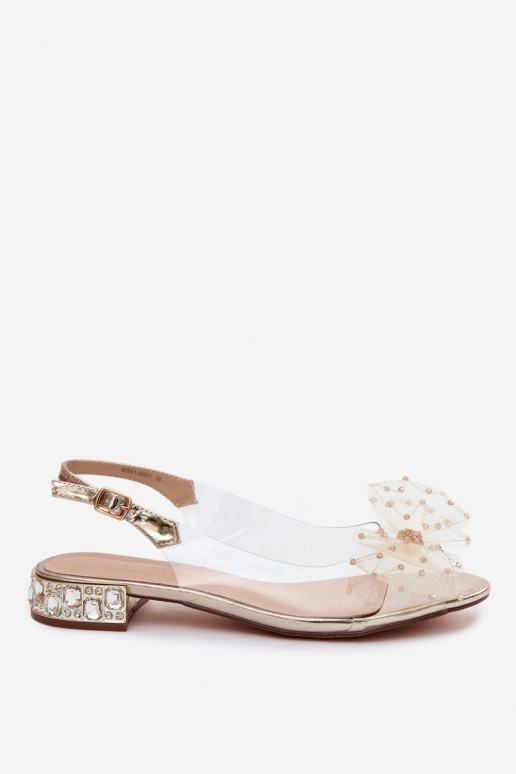Women's transparent sandals with bows D&A MR61-9001 gold