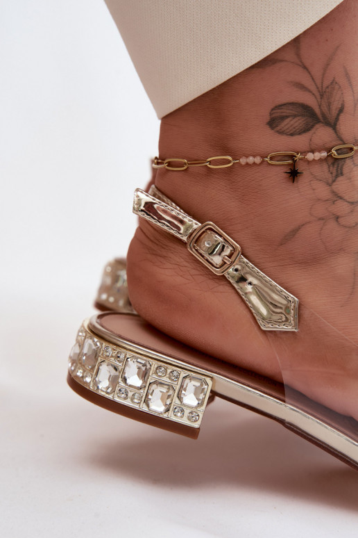 Women's Transparent Sandals With Bow D&A MR61-9001 Gold
