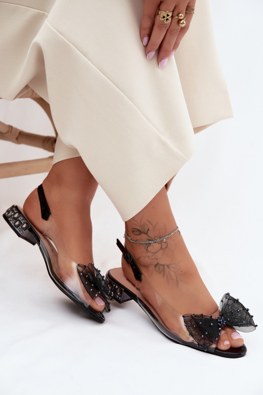 Women's transparent sandals with bows D&A MR61-9001 black