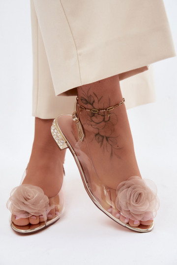 Women's Transparent Sandals With Rose D&A MR61-9003 Gold 2