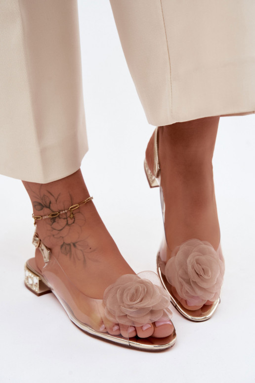 Women's Transparent Sandals With Rose D&A MR61-9003 Gold