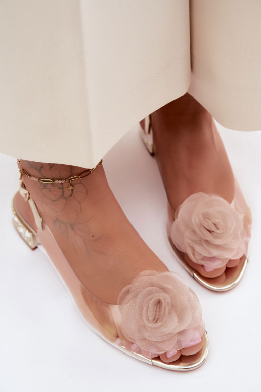 Women's Transparent Sandals With Rose D&A MR61-9003 Gold