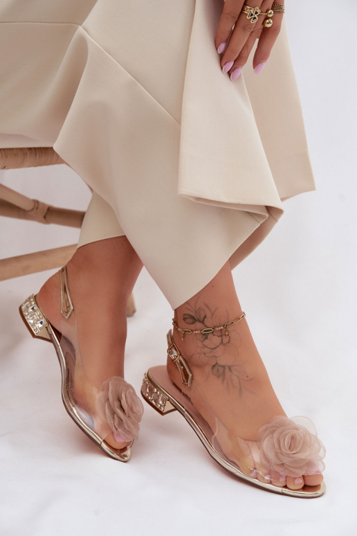 Women's Transparent Sandals With Rose D&A MR61-9003 Gold