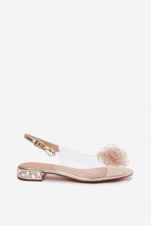 Women's Transparent Sandals With Rose D&A MR61-9003 Gold