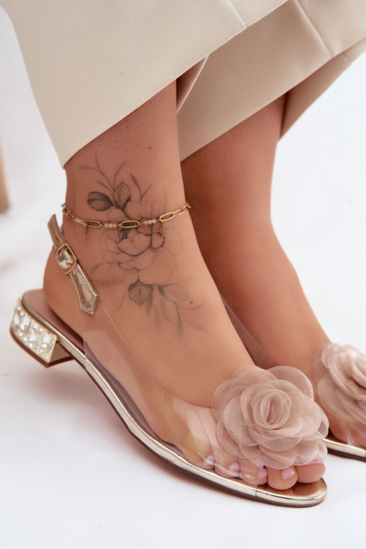 Women's Transparent Sandals With Rose D&A MR61-9003 Gold