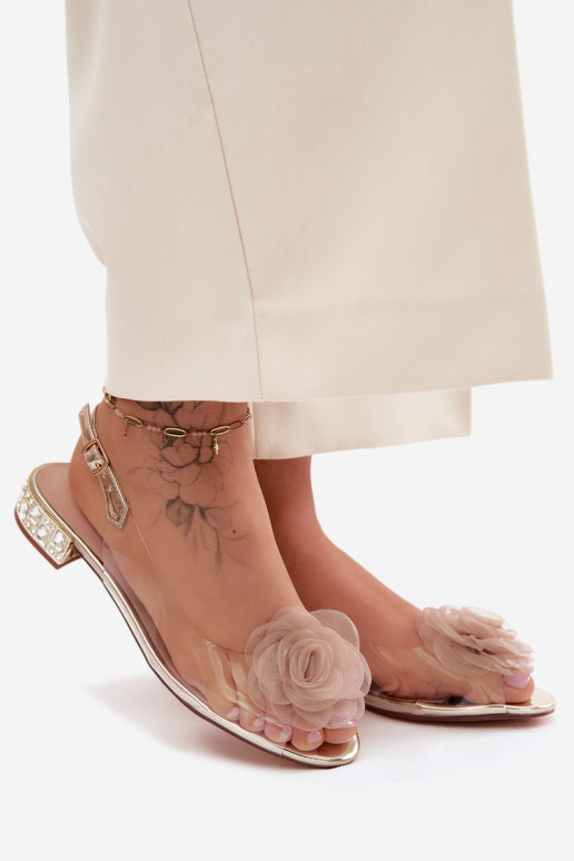 Women's Transparent Sandals With Rose D&A MR61-9003 Gold