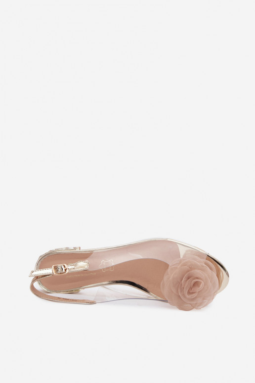 Women's Transparent Sandals With Rose D&A MR61-9003 Gold
