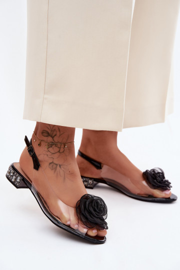 Women's Transparent Sandals With Rose D&A MR61-9003 Black 2