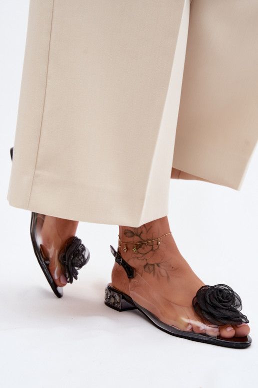 Women's Transparent Sandals With Rose D&A MR61-9003 Black
