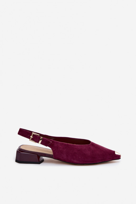 Moteriškos zomšinės basutės ant žemo kulno D&A CR61-3050 bordo spalvos