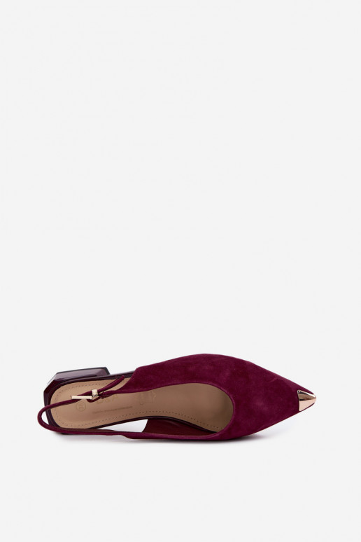 Women's suede sandals on low heels D&A CR61-3050 burgundy