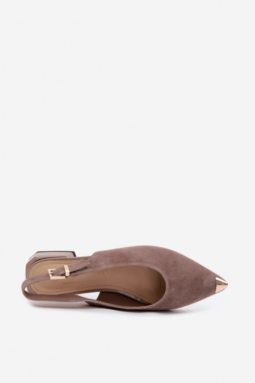 Women's suede sandals on low heels D&A CR61-3050 sand