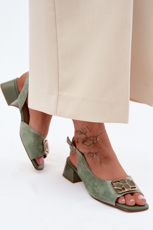 Elegant Suede Sandals with Heel D&A CE61-3127 Green
