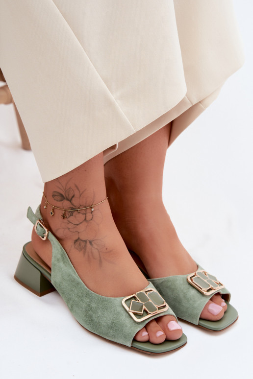Elegant Suede Sandals with Heel D&A CE61-3127 Green