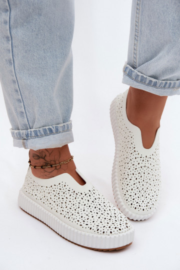 Open Slip-On Platform Shoes White Glamma 2