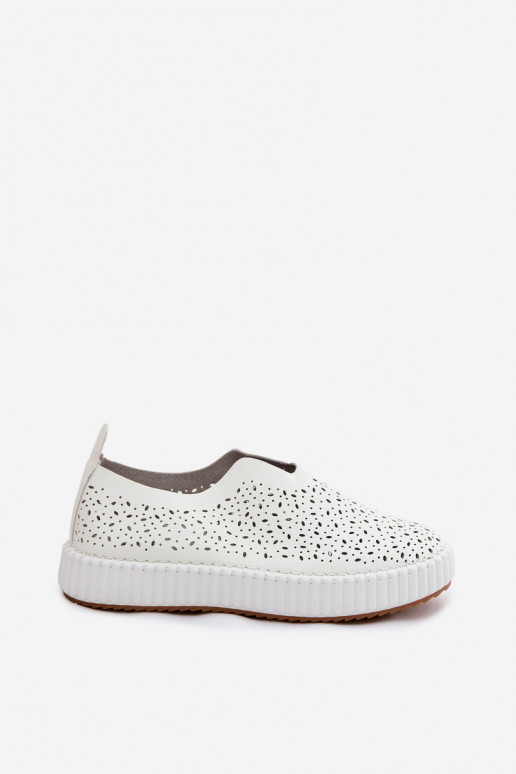 Open Slip-On Platform Shoes White Glamma
