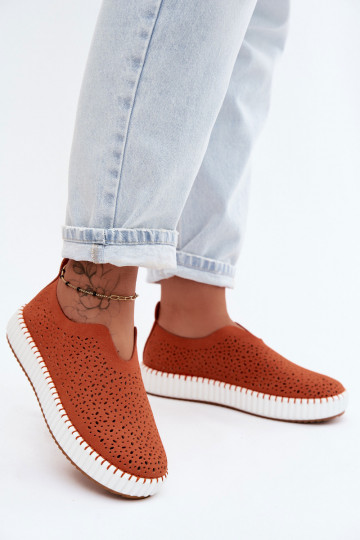 Open Slip-On Platform Shoes Orange Glamma