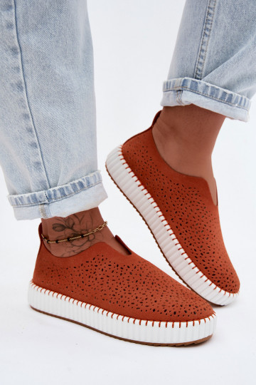 Open Slip-On Platform Shoes Orange Glamma 2