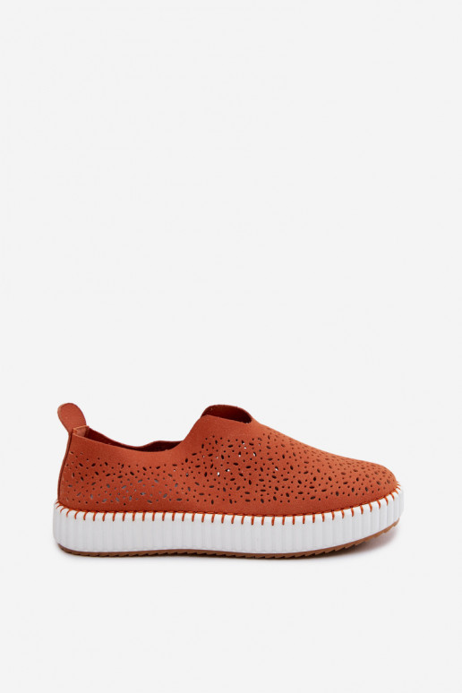 Open Slip-On Platform Shoes Orange Glamma