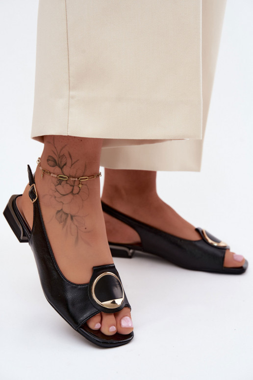 Women's Flat Heel Sandals With Decoration Black Glima