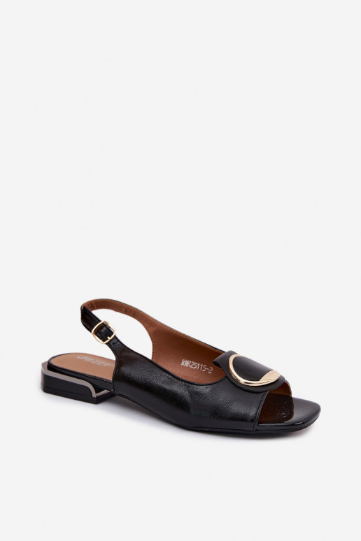 Women's Flat Heel Sandals With Decoration Black Glima