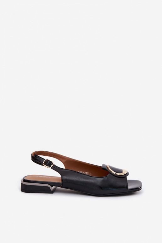 Women's Flat Heel Sandals With Decoration Black Glima