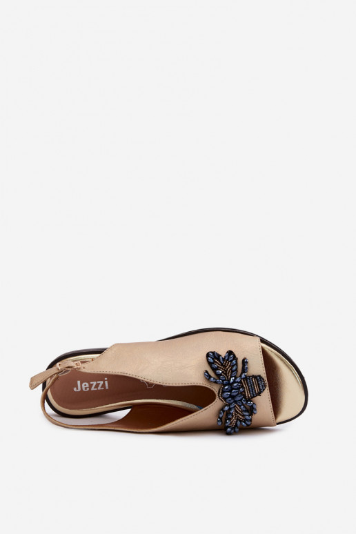 Shiny Women's Flat Gold Decor Sandals Russona