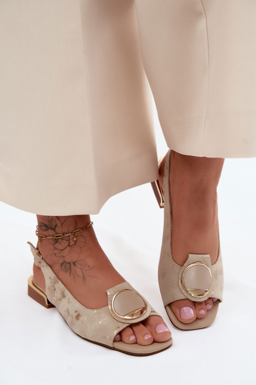 Women's Flat Heeled Sandals With Gold Embellishment Glima