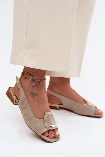 Women's Flat Heeled Sandals With Gold Embellishment Glima 2