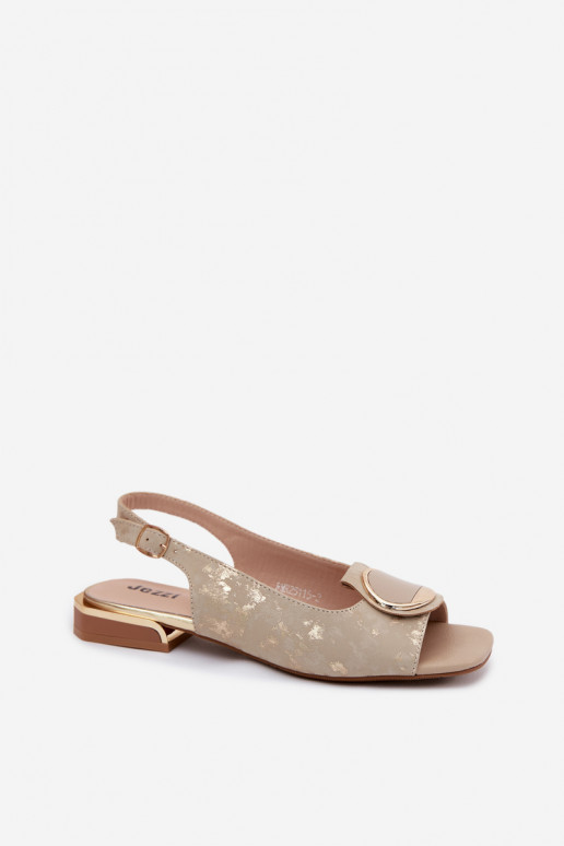 Women's Flat Heeled Sandals With Gold Embellishment Glima