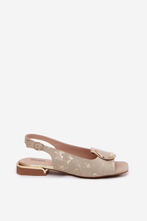 Women's Flat Heeled Sandals With Gold Embellishment Glima