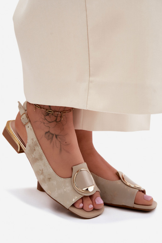 Women's Flat Heeled Sandals With Gold Embellishment Glima