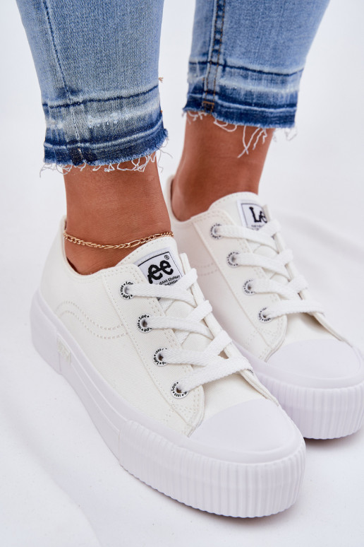 Lekkie buty z platformą w białym kolorze