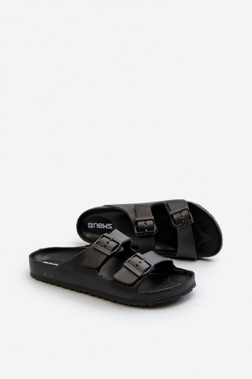 Men's lightweight sandals with buckles in black color Avatara