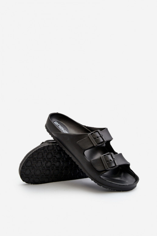Men's lightweight sandals with buckles in black color Avatara