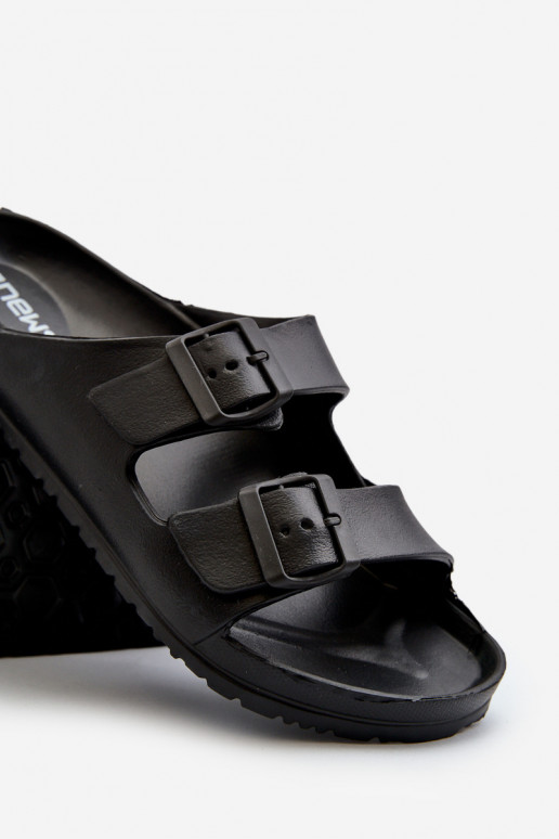 Men's lightweight sandals with buckles in black color Avatara
