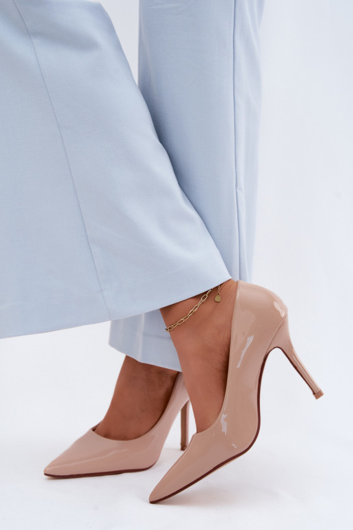 Classic Patent Leather Heels From Faux Leather Beige Odira
