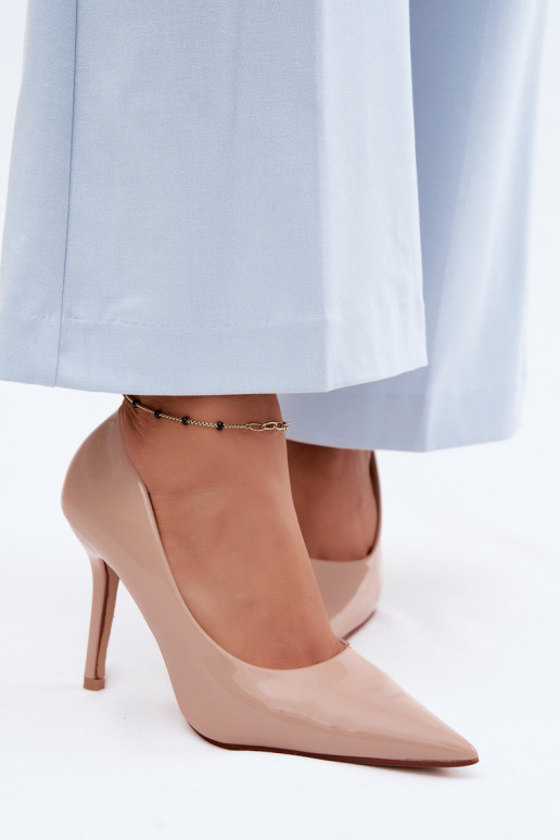 Classic Patent Leather Heels From Faux Leather Beige Odira