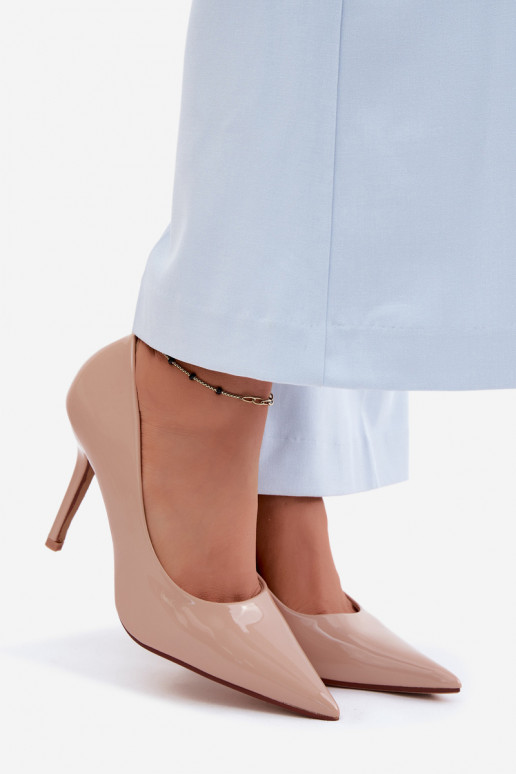 Classic Patent Leather Heels From Faux Leather Beige Odira