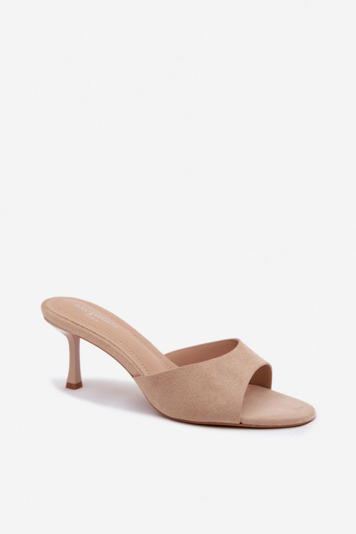 Beige Melissea High Heel Sandals Made of Faux Suede