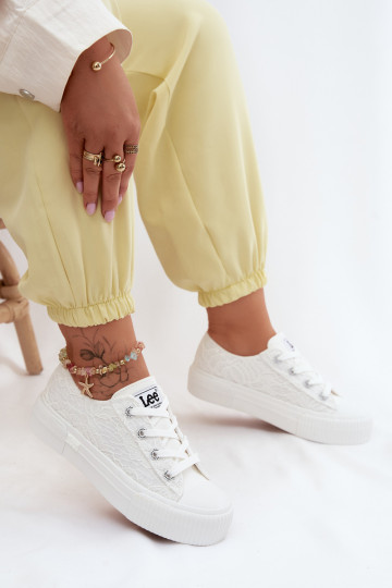 Casual shoes with lace motifs and platform LEE ISLA LACE INOMEN LOIN 50261003.1FG in white