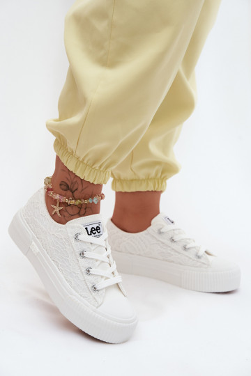 Casual shoes with lace motifs and platform LEE ISLA LACE INOMEN LOIN 50261003.1FG in white 2